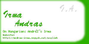 irma andras business card